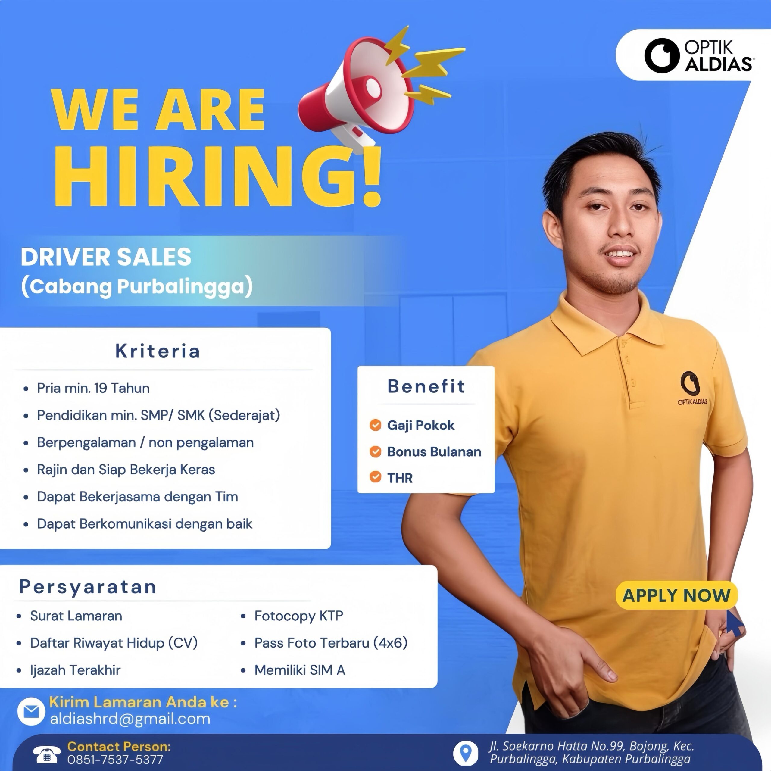 Lowongan Kerja Driver Sales Optik Aldias Di Kab. Purbalingga - Lowongankerjaonline.id Here'S A Suggestion For An Alternate One-Line Title: Optik Aldias Hiring Driver Sales In Purbalingga: Apply Now!