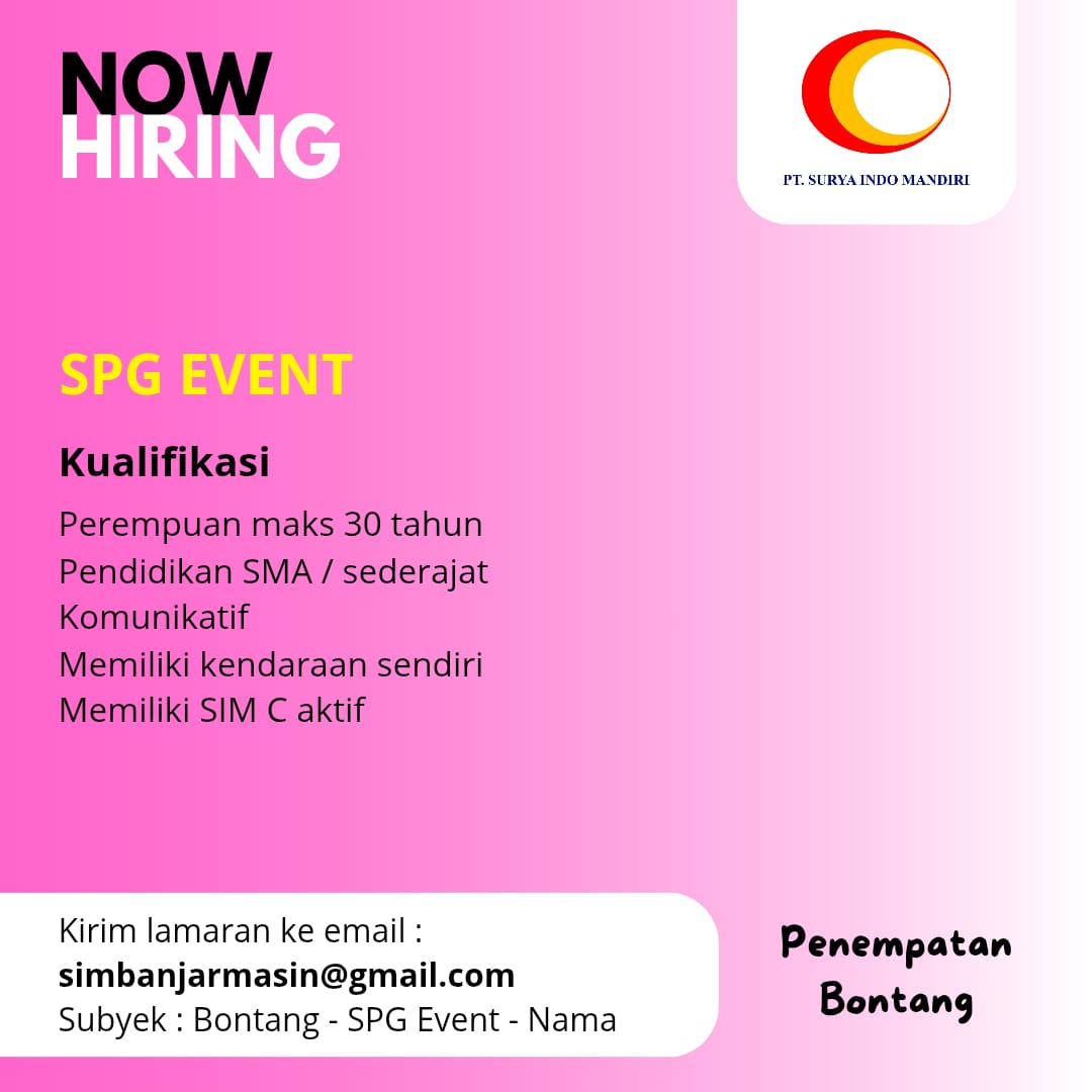 Lowongan Kerja Spg Event Company Name Di Bontang - Lowongankerjaonline.id Here Are A Few Options, Depending On The Focus You Want: Event Spg Opportunity In Bontang (Simple And Direct) Join Our Team: Spg Event Roles In Bontang (Emphasizes Joining A Company) Bontang Events Need You: Spg Job Openings (Highlights The Impact Of The Role) Exciting Spg Event Job In Bontang! (More Attention-Grabbing) Spg Roles Available For Bontang Events (Concise And Informative) I Think The Best Is: Bontang Events: Hiring Spg Now!