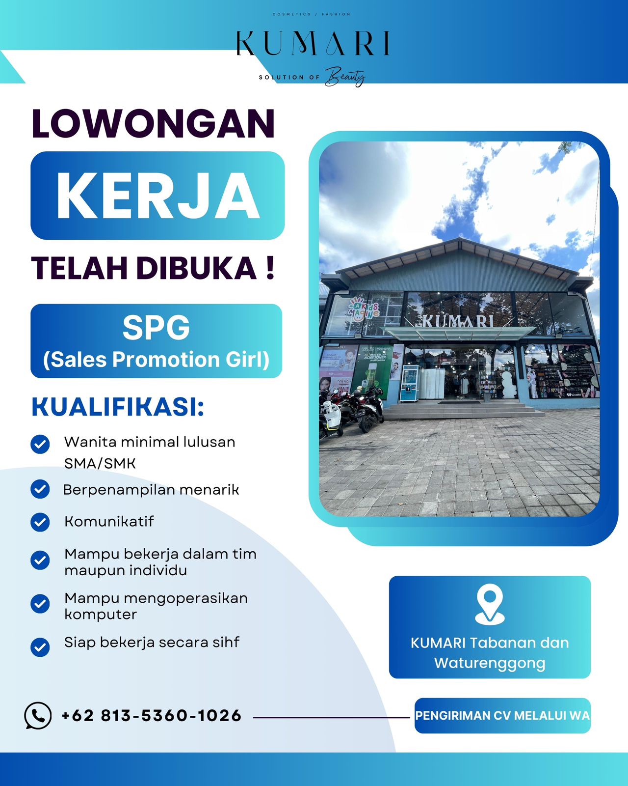 Lowongan Kerja Spg (Sales Promotion Girl) Kumari Di Kumari Tabanan, Bali - Lowongankerjaonline.id Here Are A Few Options, Keeping In Mind Conciseness And Clarity: Kumari Tabanan: Spg Opportunity (Simple And Direct) Spg Needed: Kumari Tabanan, Bali (Clear Call To Action) Join Kumari As An Spg In Tabanan (Focuses On Joining The Company) Kumari Bali Hiring: Sales Promotion Girl (Emphasizes Hiring) Spg Job: Kumari Tabanan, Bali Calling! (More Engaging And Catchy)