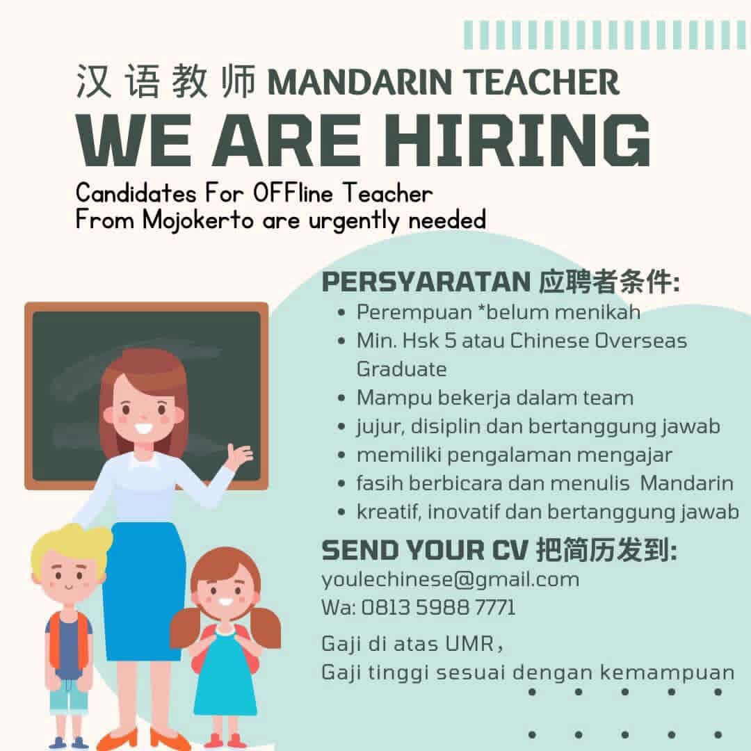 Lowongan Kerja Guru Mandarin Di Kota Mojokerto - Lowongankerjaonline.id * Guru Mandarin Needed In Mojokerto!