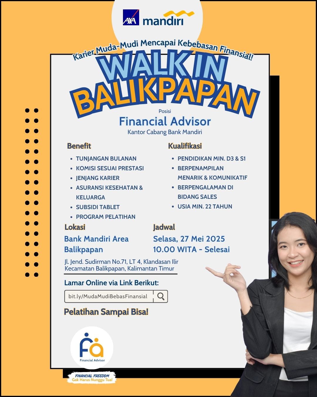 Lowongan Kerja Financial Advisor Bank Mandiri Di Makassar - Lowongankerjaonline.id Financial Advisor - Bank Mandiri Makassar: Shape Your Future